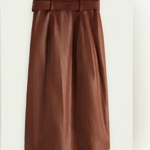 Scotch and Soda Skirt Midi Wrap Over Belted Faux Vegan Leather Tan Brown Size XS - Picture 4 of 12